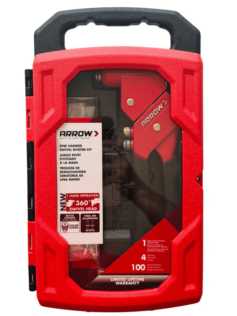 Arrow RT187SHK One-Hand Swivel Riveter Kit w/ RK6120 Assorted Rivets Bundle - Picture 2 of 8